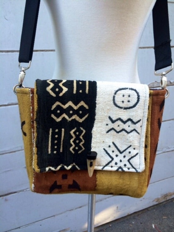 Mini Messenger Mud Cloth Bag by threadsofchange on Etsy