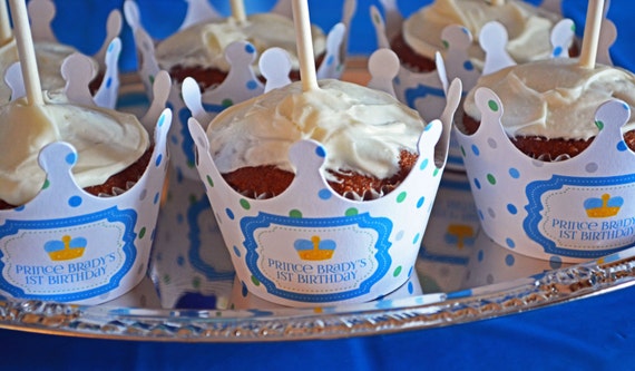 Set of 12 Royal prince boy's birthday party cupcake wrappers Il_570xn