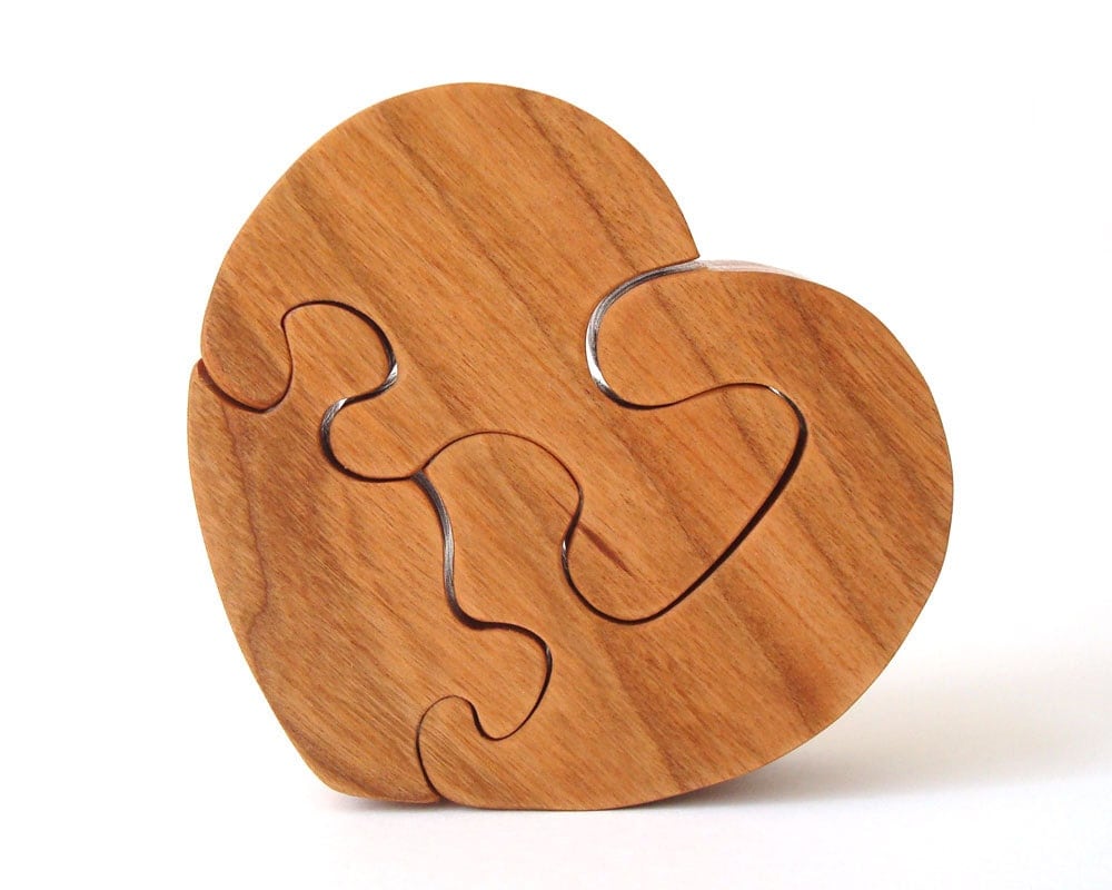 Small Wooden Heart Puzzle Toy Valentine's Day by OohLookItsARabbit