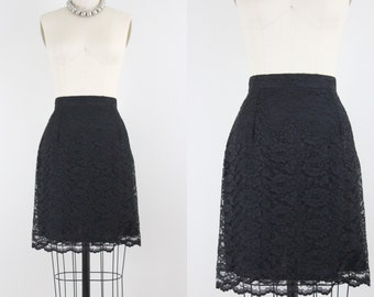 VTG 90's Black Lace Pencil Skirt Sz. XS/ S