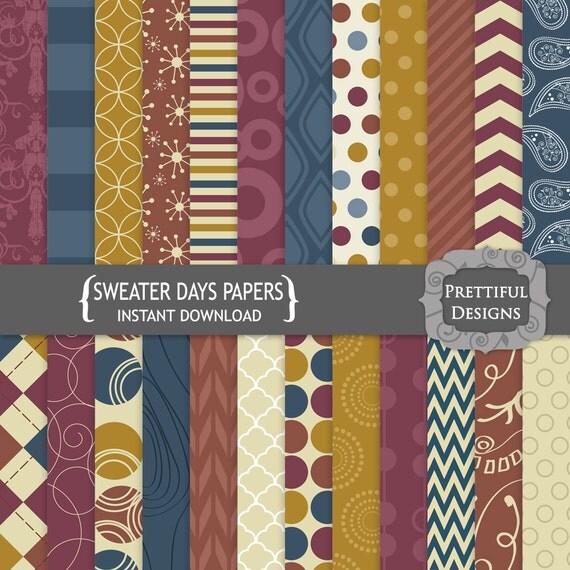 50% OFF SALE Digital Paper Pack - Personal and Commercial Use - Sweater Days (774) Il_570xn