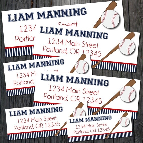 Baseball Return Address Labels Baseball Birthday