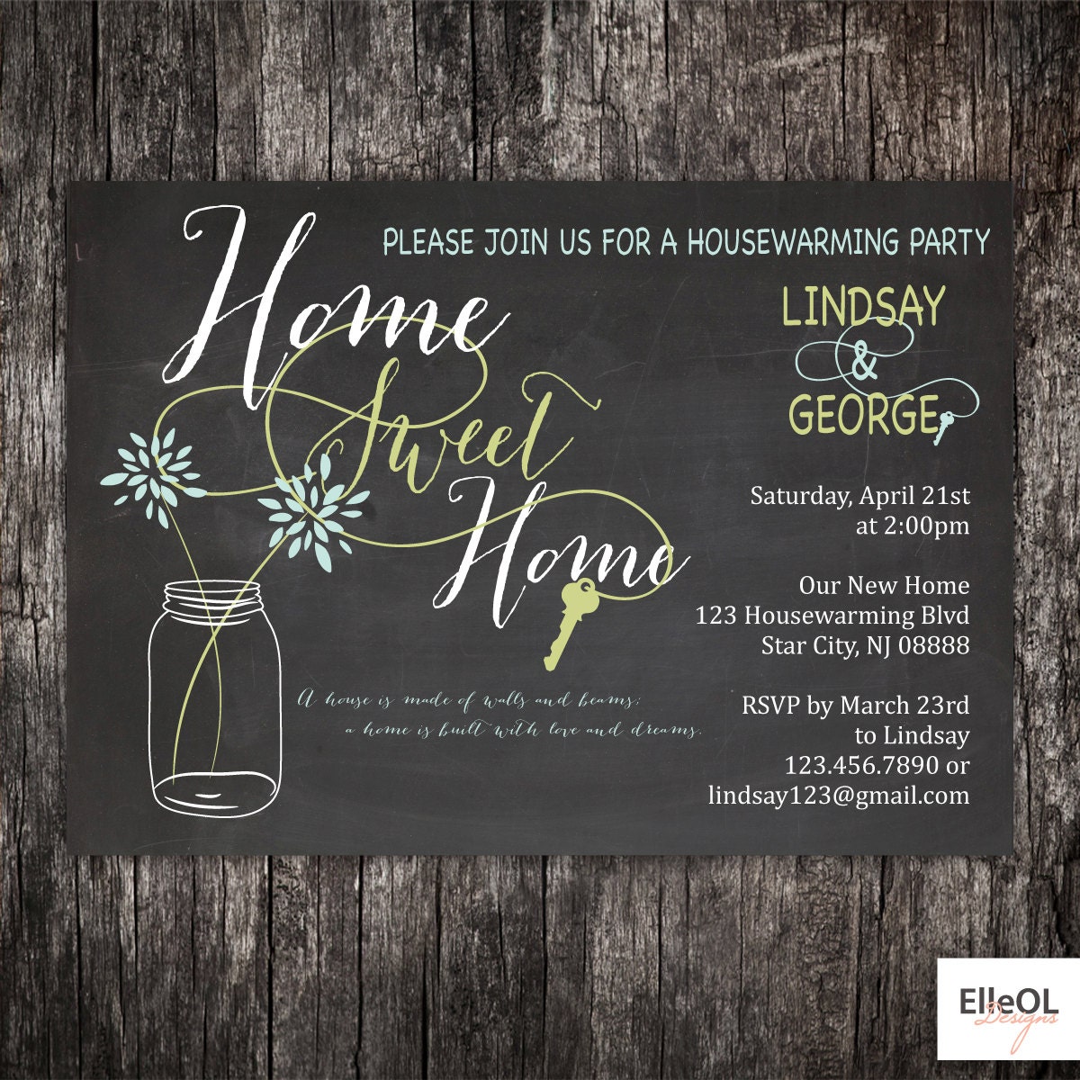 Chalkboard housewarming party invitation new home new