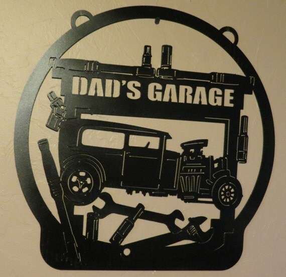 Dads garage hanging sign. Plasma cut metal decor by metalartbyus