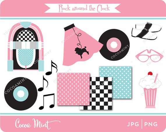 Rock Around the Clock Clip Art Il_570xn