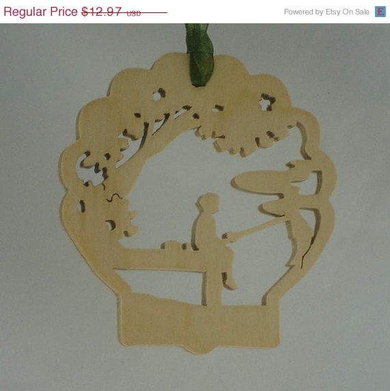 Christmas In July Sale Dock Fishing Scene Christmas Ornament Handmade From Birch Plywood