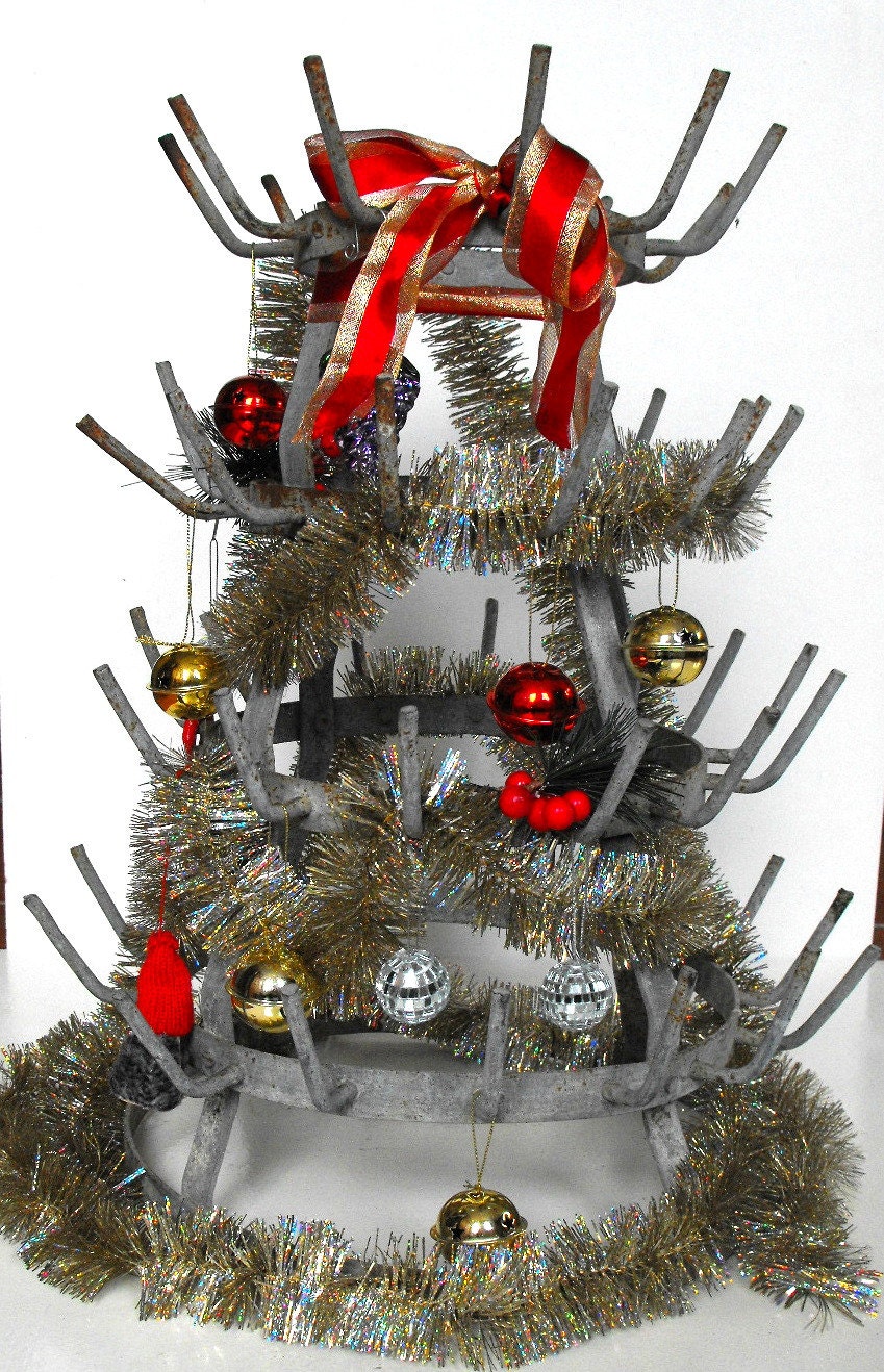 French Vintage Wine Bottle Drying Rack in French a