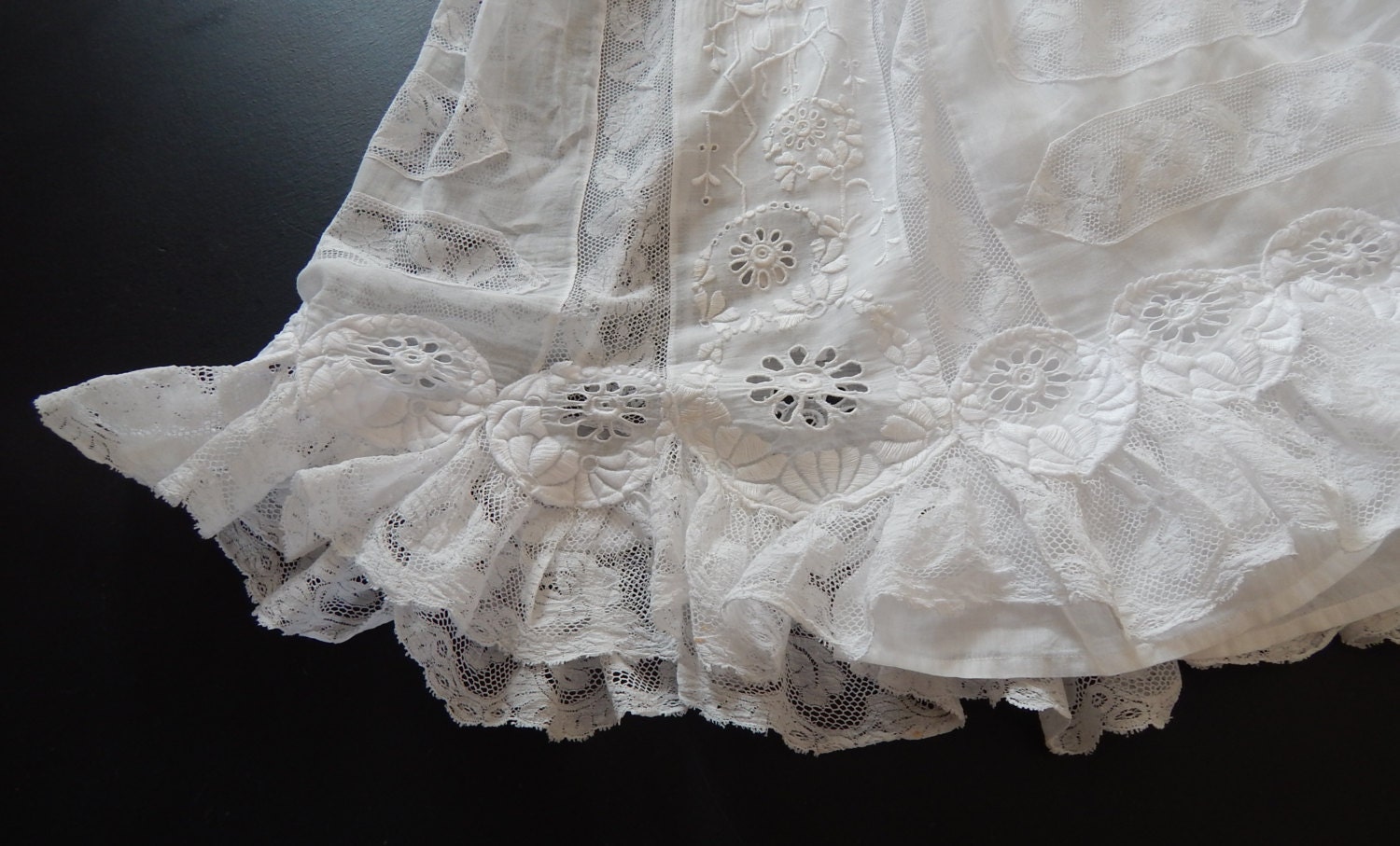 French Vintage Lacy Embroidered Petticoat by Vintagefrenchlinens