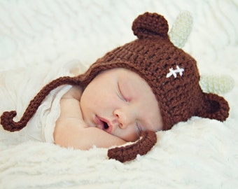 Baby Buffalo Bull football hat for Newborn to 12 month infant, children fan w/wo stitching
