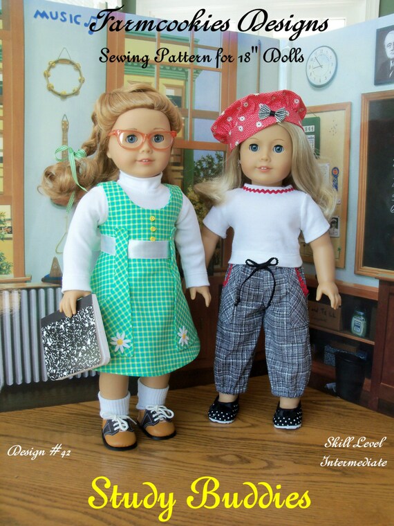 PRINTED Sewing Pattern for 18" American Girl Dolls / STUDY BUDDIES