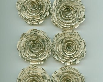 Newsprint Handmade Large Spiral Paper Flowers