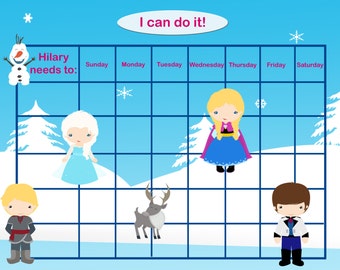 Personalized Children's Incentive Chart, Reward Chart, Ice Princess ...