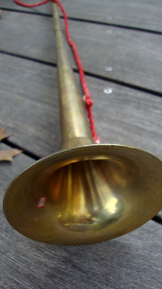 Vintage Brass Pipe Musical Instrument Wall Hanging Tarnish