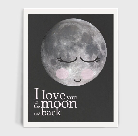 Items similar to I love you to the moon and back - 8x10 - Little Girl ...