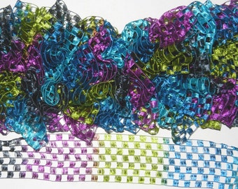 5 yards Extremely wide 2 inch Ribbon Yarn Delta Ribbon col 901 Teal Purple multi