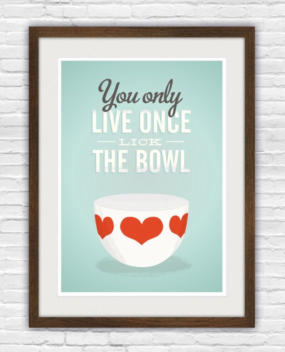 vintage bowl art print funny kitchen print retro kitchen