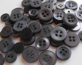 Ash Gray Buttons, 50 Small Assorted Round Sewing Crafting Bulk Buttons