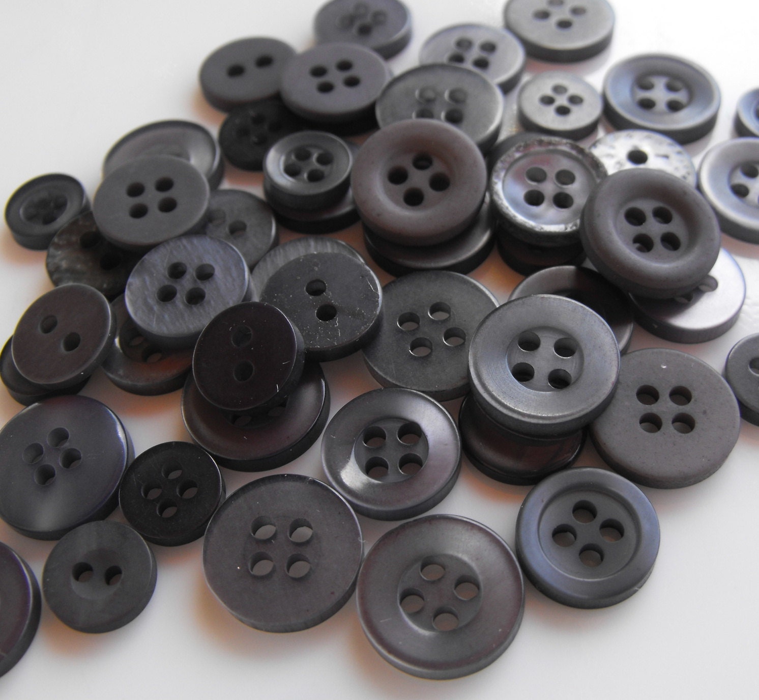 Ash Gray Buttons 50 Small Assorted Round Sewing Crafting Bulk