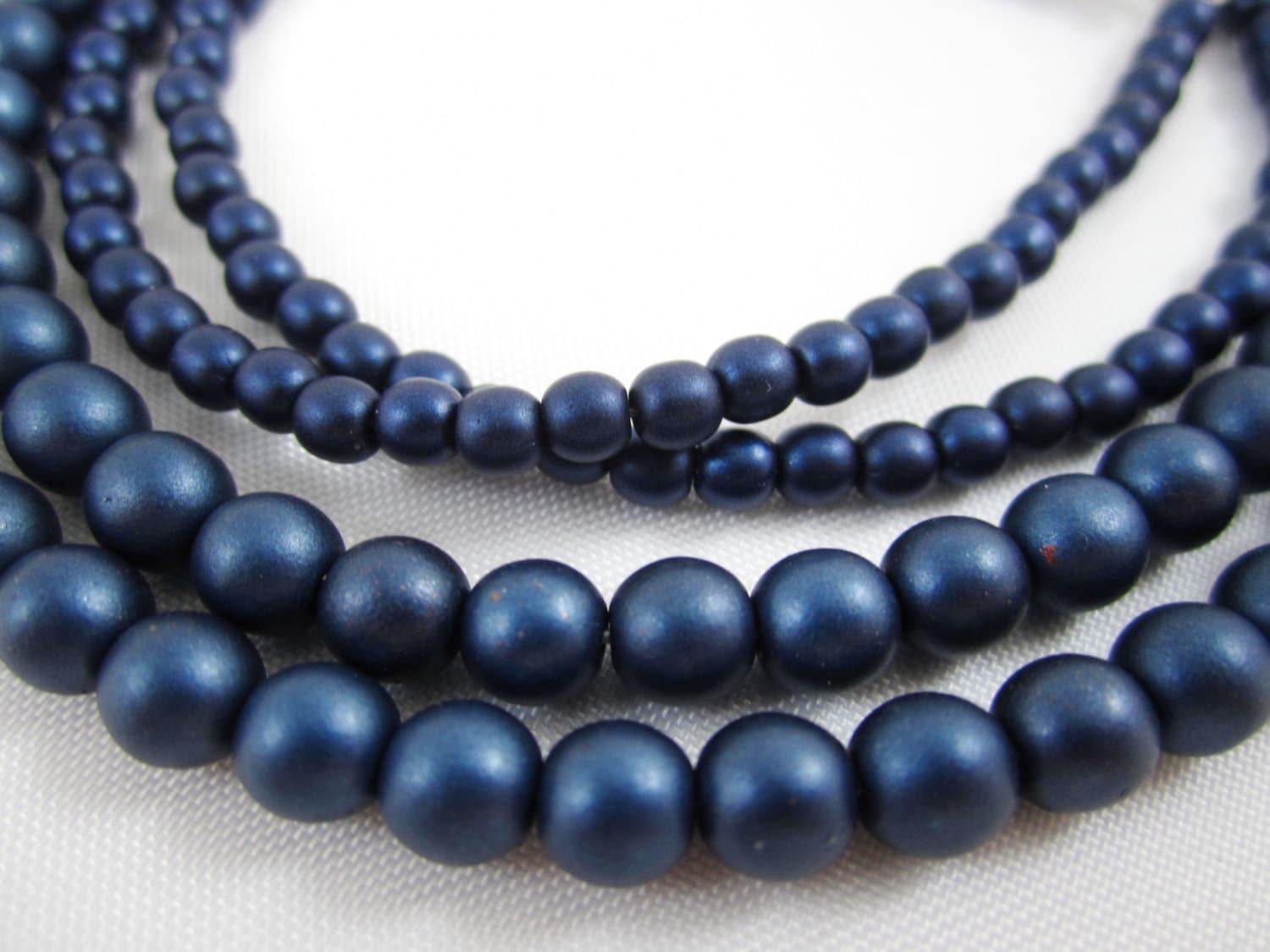 Navy Blue Satin Beads for Interchangeable Multi Strand
