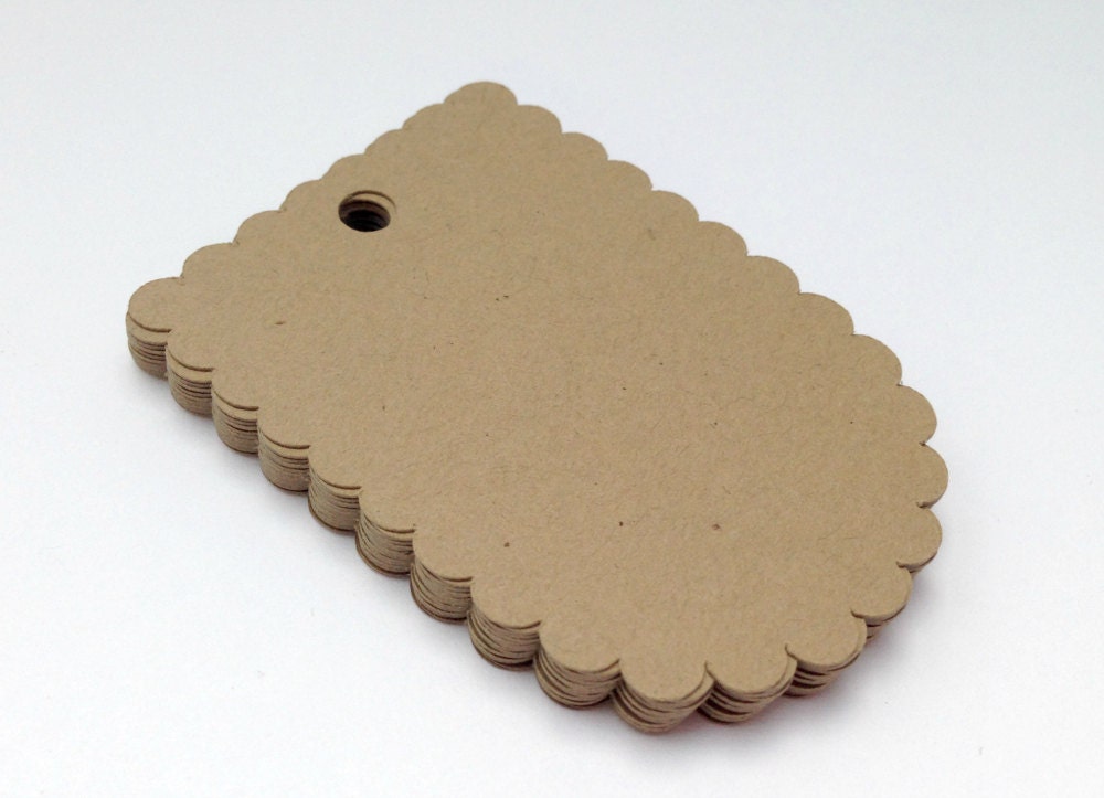 50 Kraft Scalloped Tags Scalloped Gift Tag Favor Tag