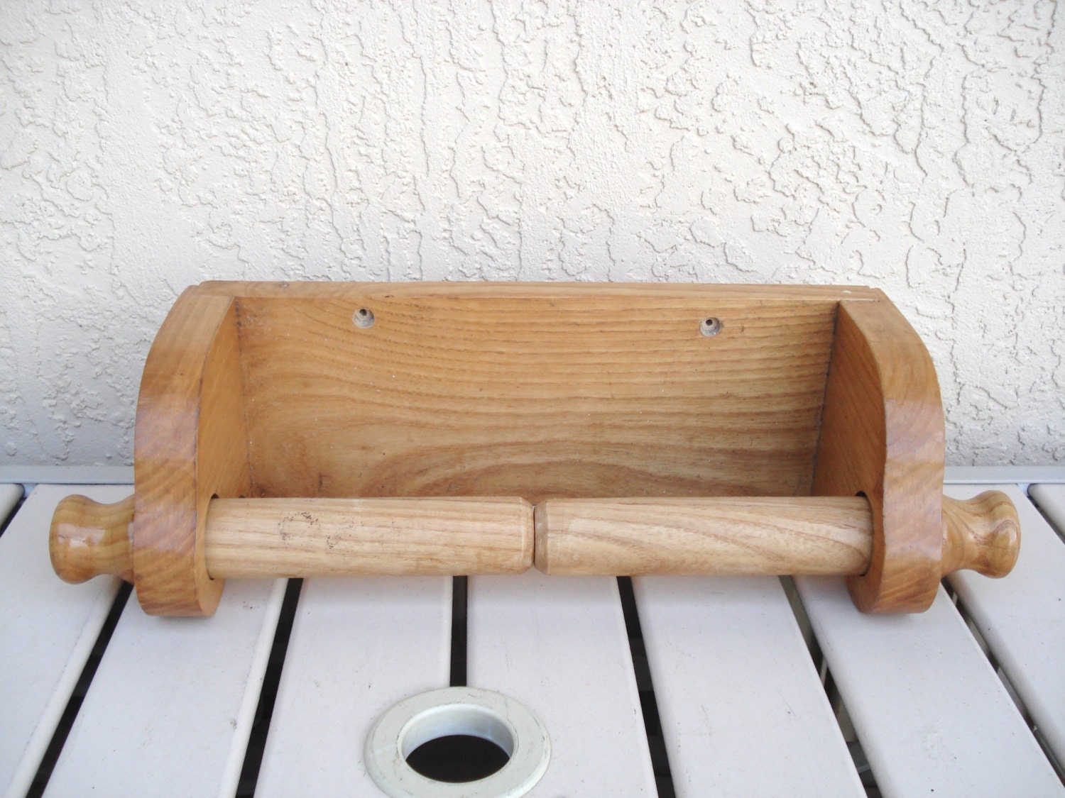 Hand Made Unique Design Wooden Wall Mount Paper Towel Holder.