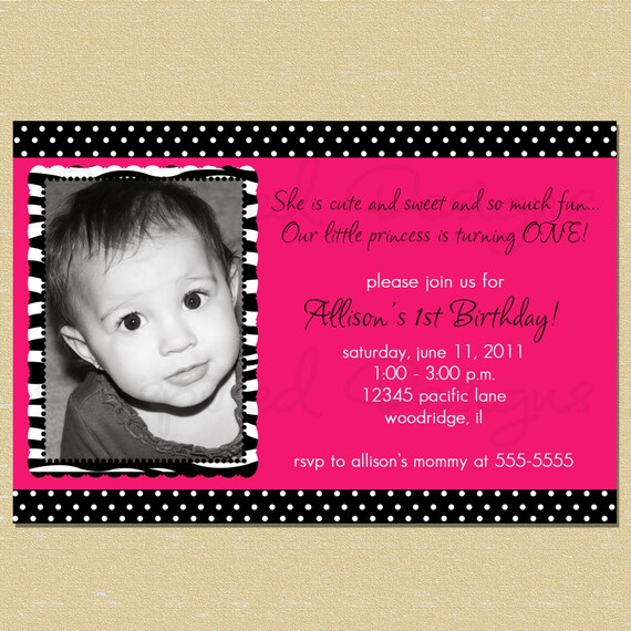 Girly Hot Pink & Zebra Birthday Invitation - Any Age Il_570xn