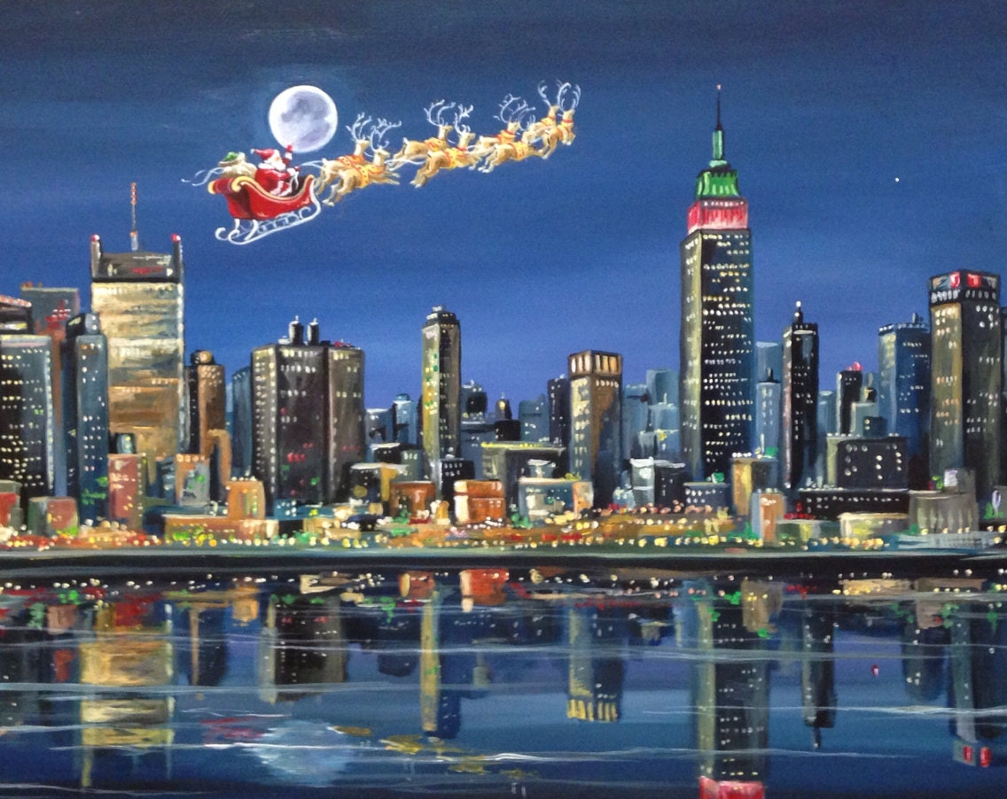 New York Skyline at Christmas with Santa
