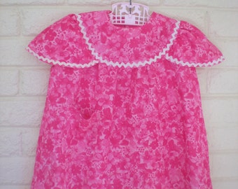 1960s Mod Pink Flower Power Dress, Size 2-3