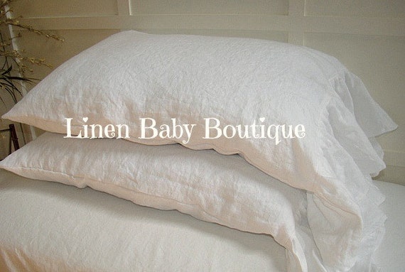 Ruffled Pillow Case Decorative Sham White Linen