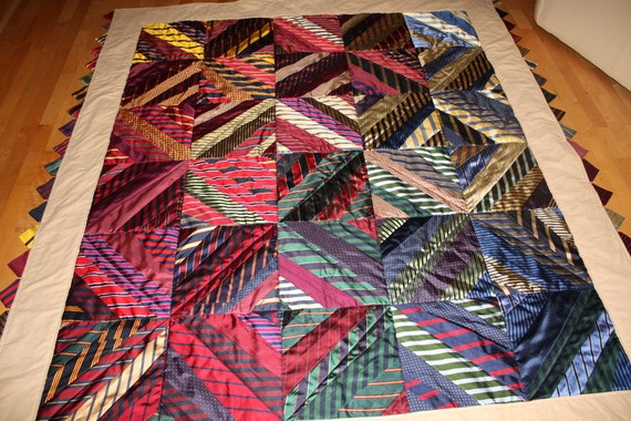 Items Similar To Custom Necktie Quilt Made Using Mens Neck Ties On Etsy