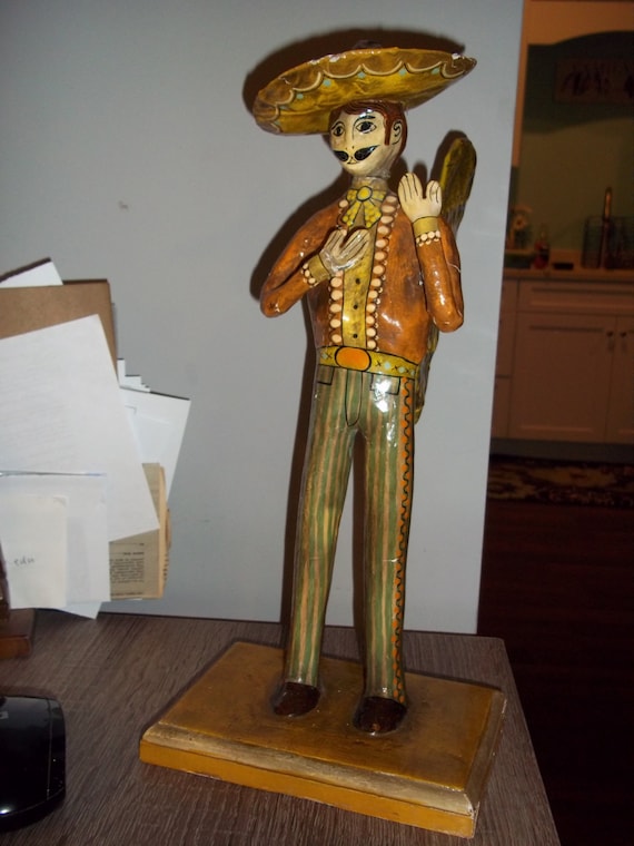 Vintage Sermel Mexican Angel Man with Sombrero Statue Art