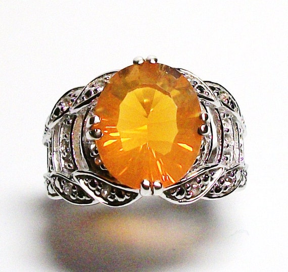 Fire opal ring fire opal cocktail ring orange orange