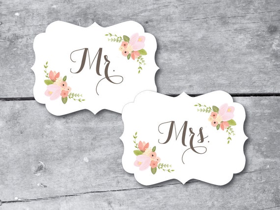 INSTANT DOWNLOAD Rustic Floral Mr & Mrs Place Card Signs - PRINTABLE Wedding by Itsy Belle Il_570xn