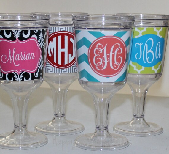CLEARANCE SALE Monogrammed Wine Glass Acrylic Wine Goblet