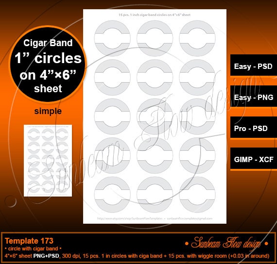 Download INSTANT DOWNLOAD 1 inch circles with cigar band TEMPLATE 173