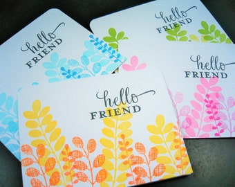 Blank Note Cards Set, Thank You Cards Set of 4, Eucalyptus