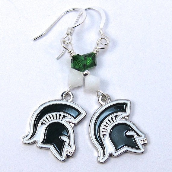 Michigan State Spartans Football Earrings by CatjuHandmadeJewelry