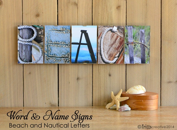 Alphabet Photography Beach BEACH and NAUTICAL Alphabet Photography Sign FRAMED, beach house signs