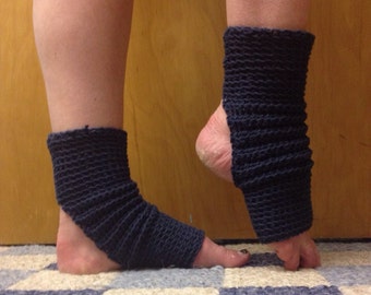 Yoga Socks in Indigo Cotton US Grown -- for Yoga, Dance, Pilates, Pedicures