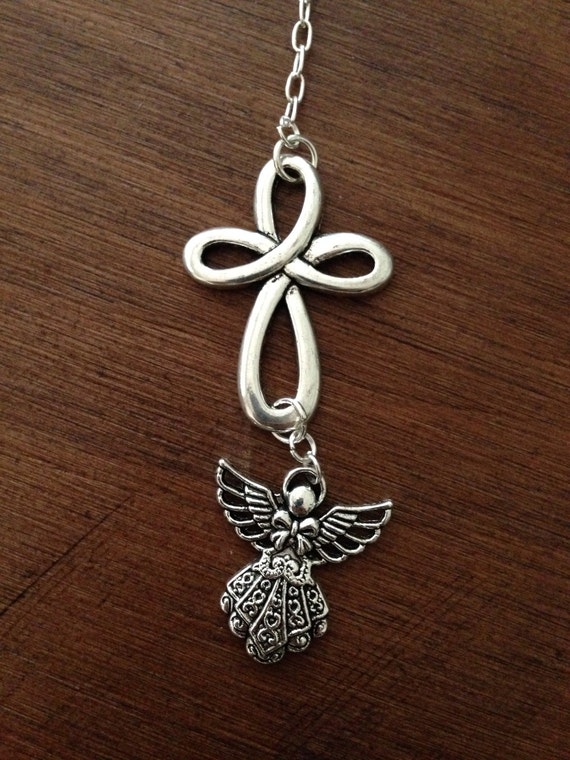 Infinity Cross Angel Car Charm Rear View Mirror by hazelandlauren