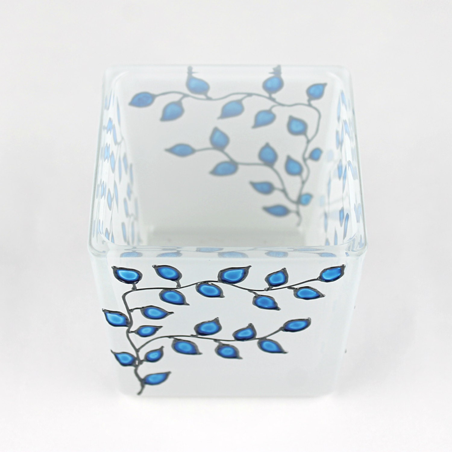 Glass Tea Light Holder Hand Painted Glass Decor by witchcorner