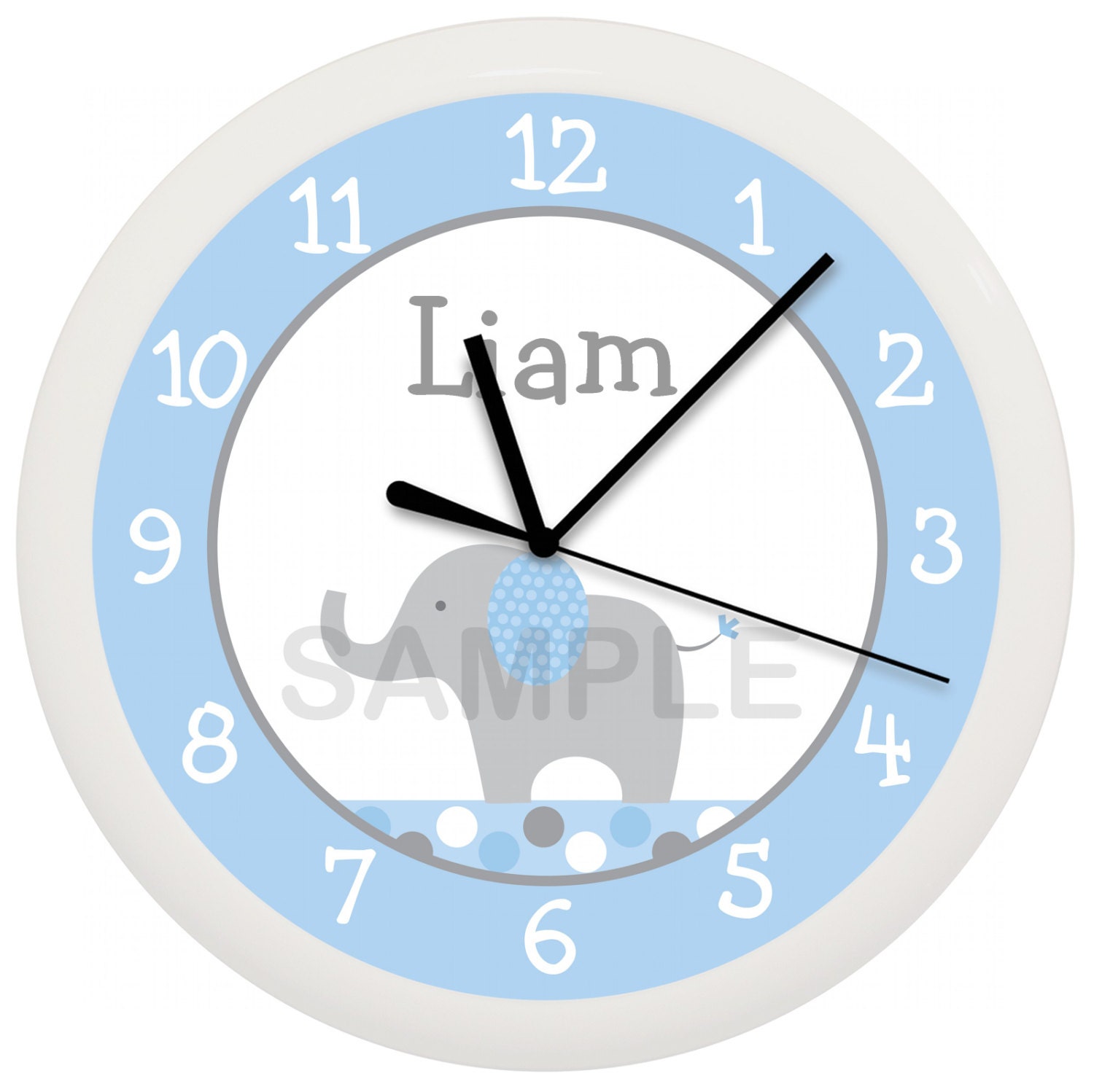 Elephant Personalized Nursery Wall Clock