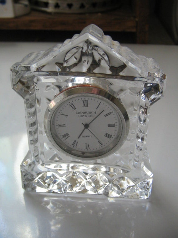 EDINBURGH CRYSTAL CLOCK Collectible Crystal Miniature Clock