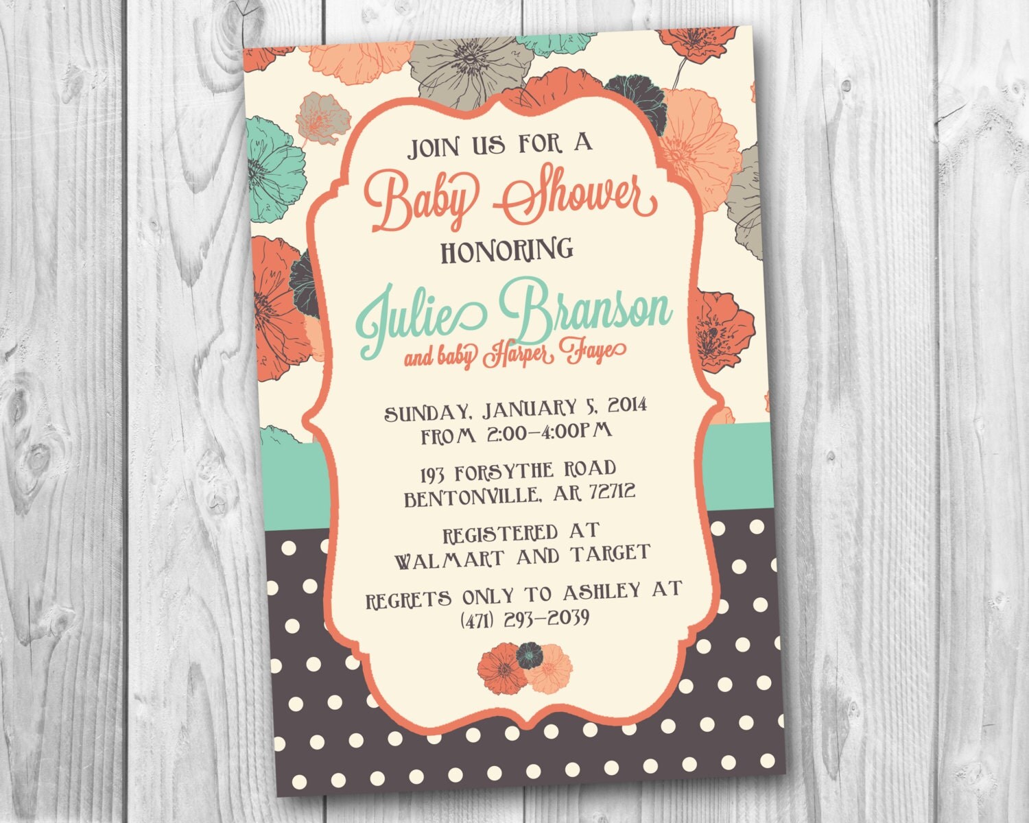 Coral And Teal Baby Shower Invitations 9