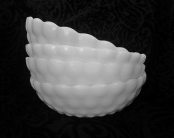 Vintage Milk Glass Bowl with Bubble Design by Anchor Hocking