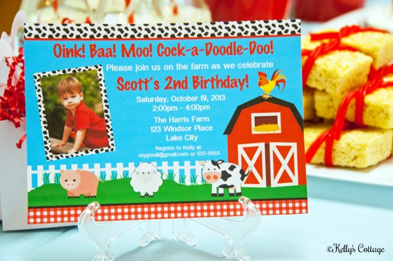 Barnyard Birthday Photo Invitation.... Custom, Printable, Digital Il_570xn