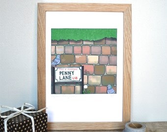 Liverpool Print - Penny Lane print - Liverpool art - The Beatles art - Penny Lane Print