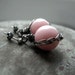 Pastel pink silver earrings, little bubble studs, braided sterling silver, romantic minimalism