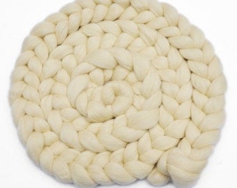 Newborn Photo Prop - Natural undyed white wool braid - 8 ounces