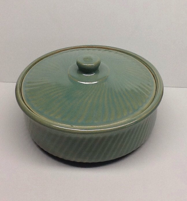 Vintage Casserole Green California Pottery Serving Dish with cover. 8 x ...